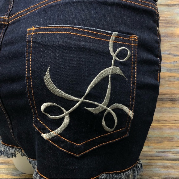 Denim Mini Skirt Embroidered Fringe Raw Hem - Picture 8 of 13